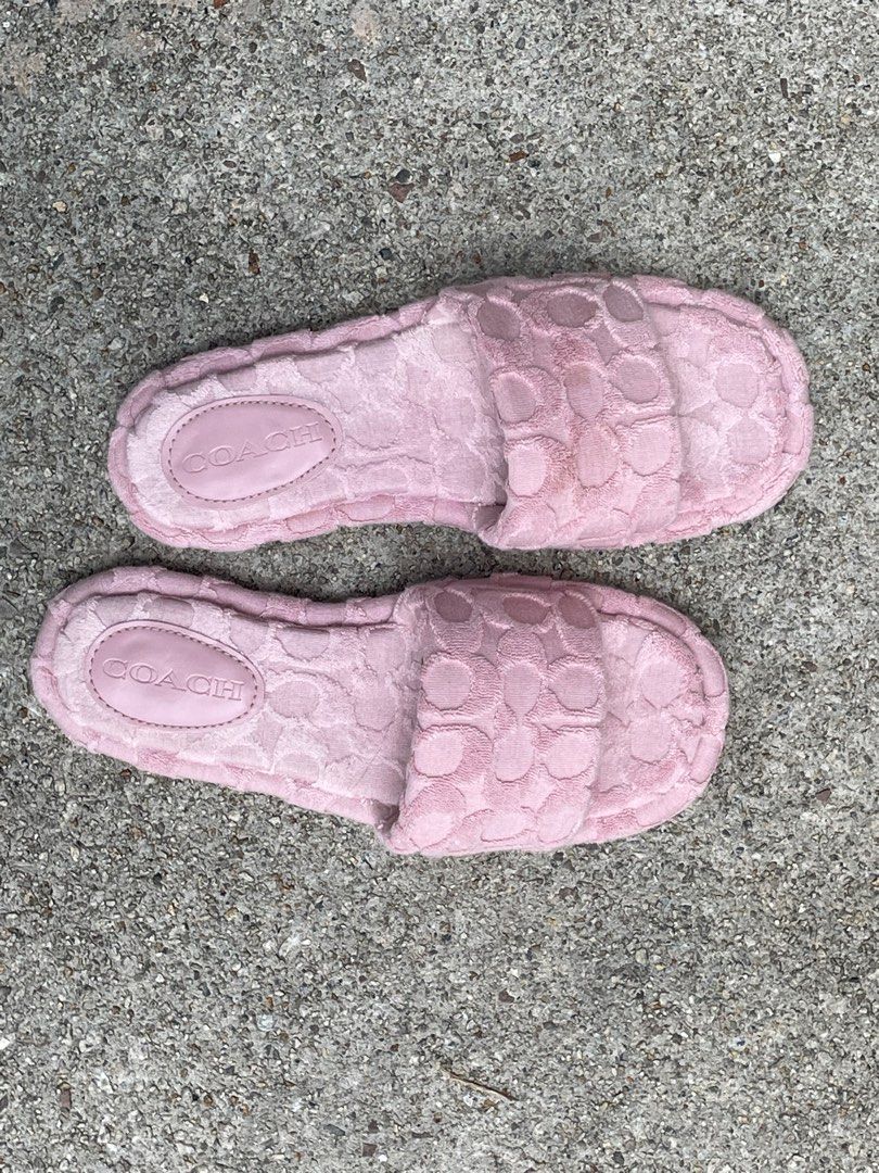 Pink coach slippers on sale