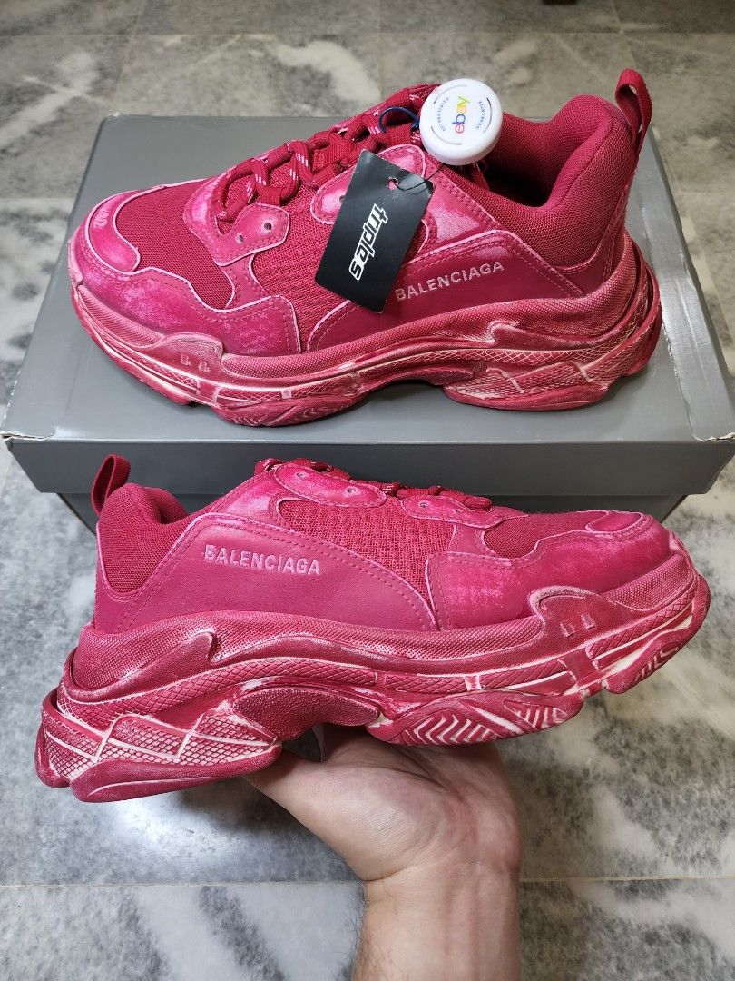 Balenciaga triple s red on feet top