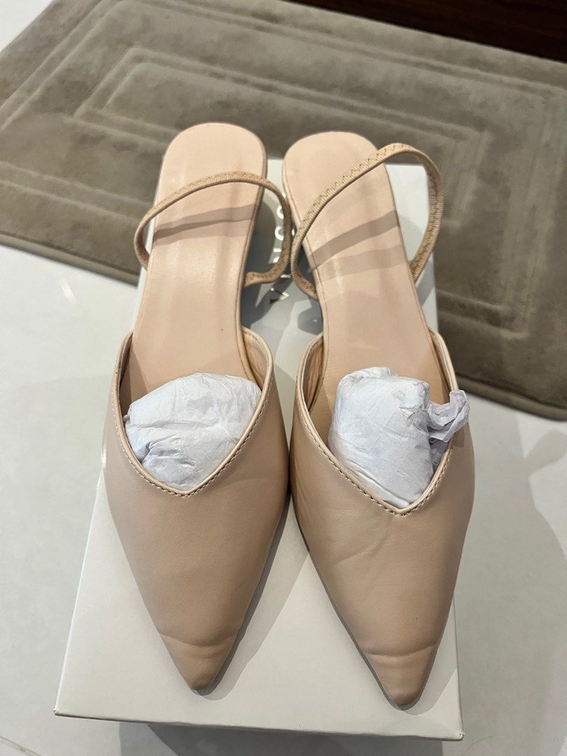 Charles & Keith Ambrosia Gem-embellished Pointed-toe Mules in Natural | Lyst