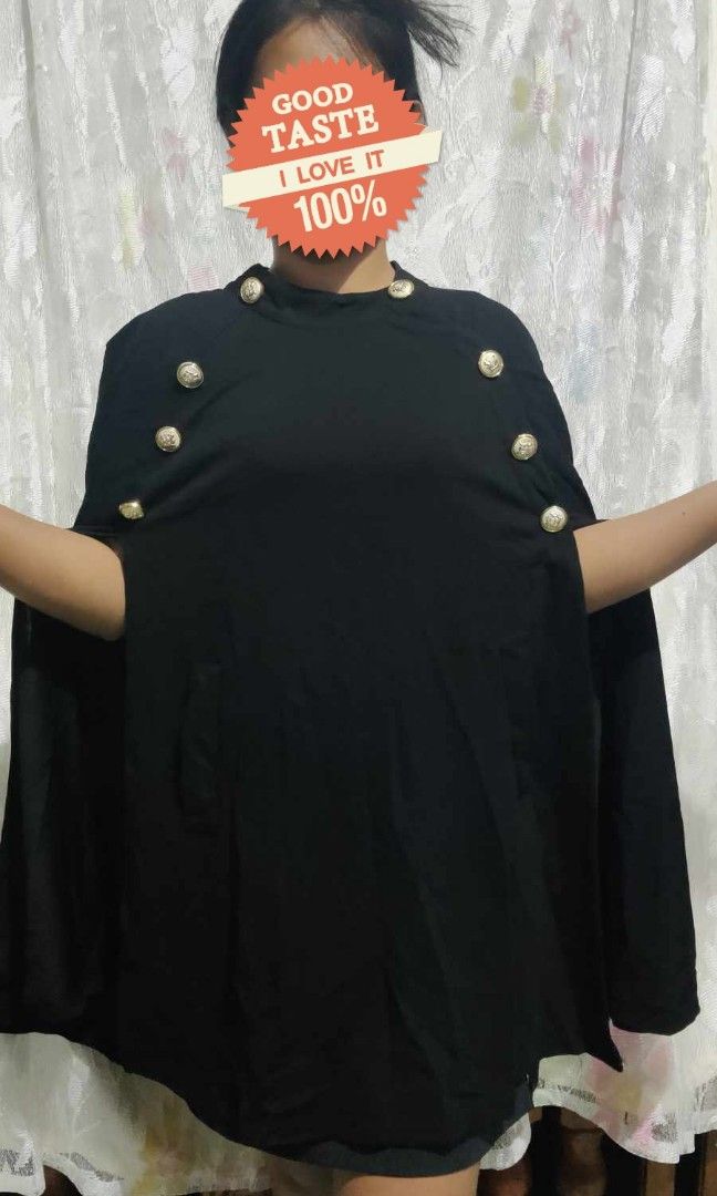 Black Fashion Cape Blazer (Category: Coats, Jackets and Outerwear) located in Tabuk. Submitted by vindemiavenditor (Listing ID 1281150169, Image 2). Description: Black Fashion Cape Coat Length: Shoulders: Very Regal Look 👌 Great Condition 9/10 Npaka elegante tignan 💯 Pwede dn pang cosplay 😍 Size Medium to Extra Large Frames.