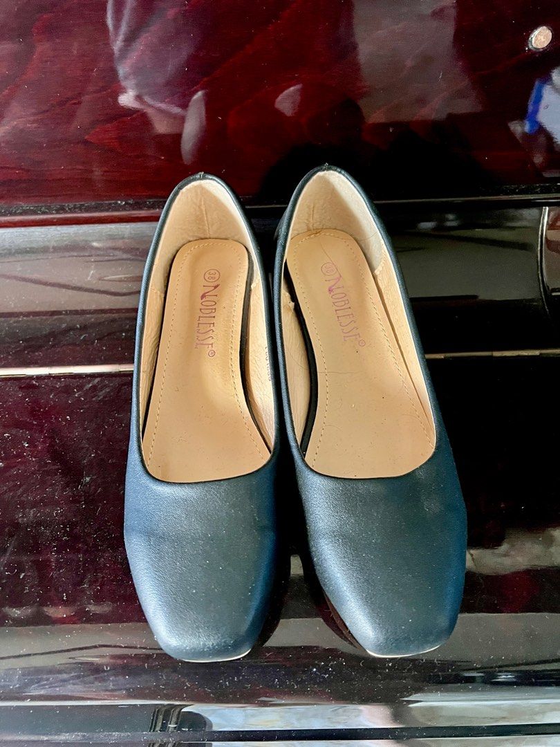 Black heels block heels office shoes Women s Fashion
