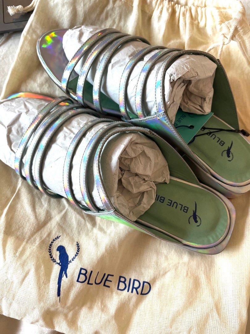 Blue Bird Leather Holographic Sandals EUR40 Women s Fashion