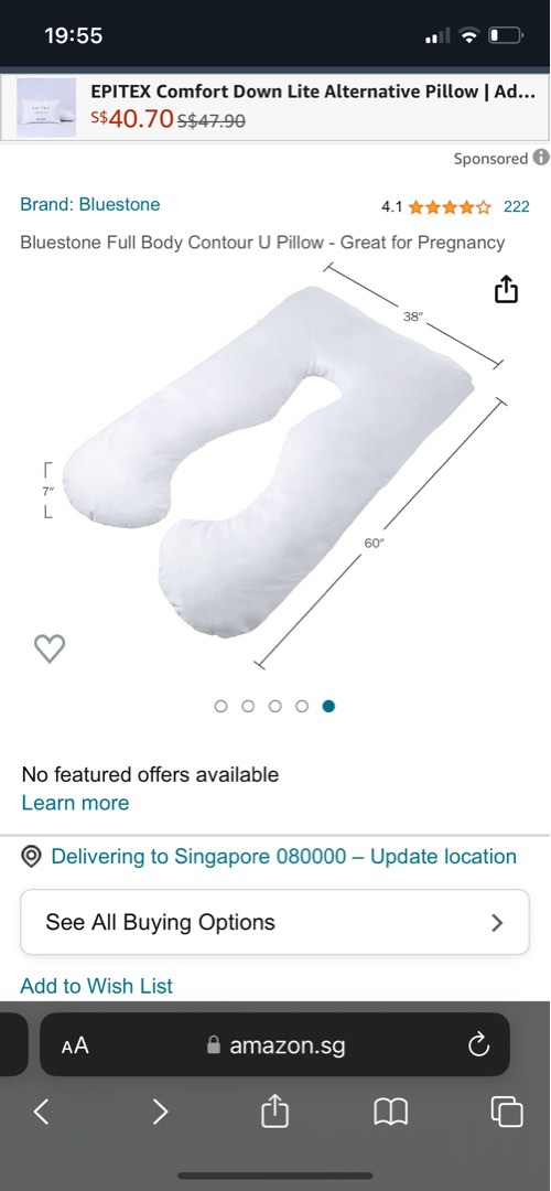 Bluestone full body contour U pillow Maternity pillow Babies