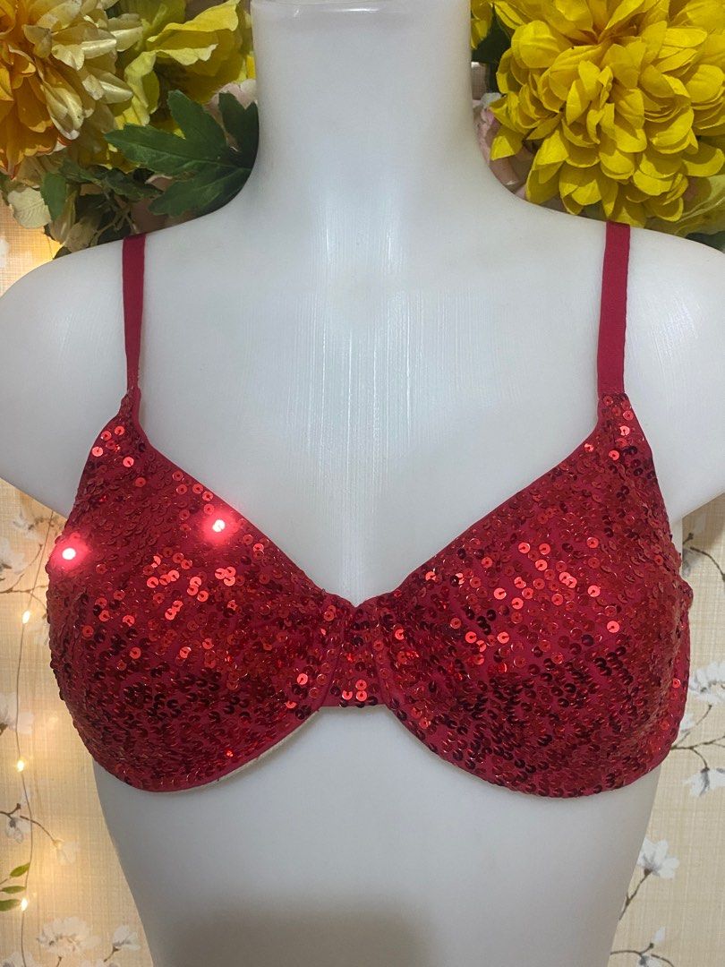 Bnew sexy sequined vintage Lycra bra 😍🍓, Women's Fashion