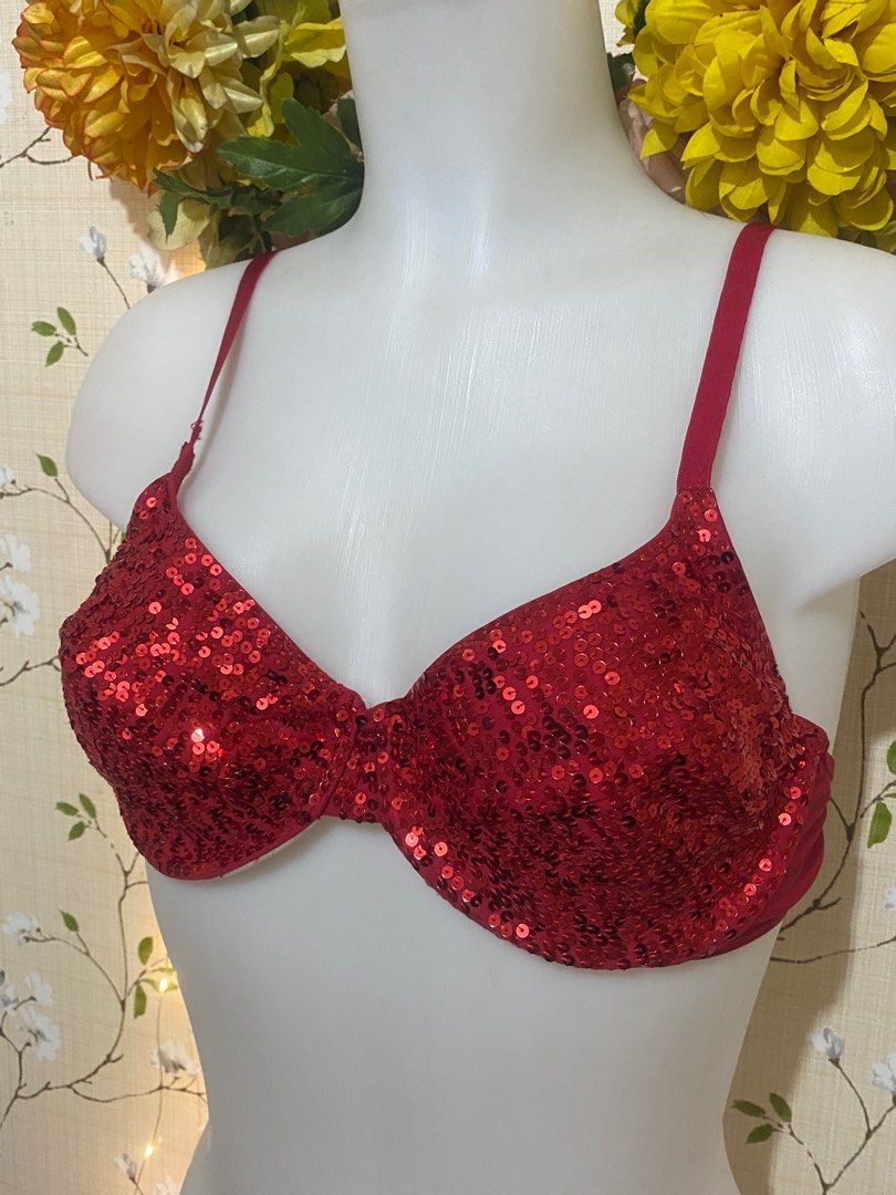 Bnew sexy sequined vintage Lycra bra 😍🍓, Women's Fashion