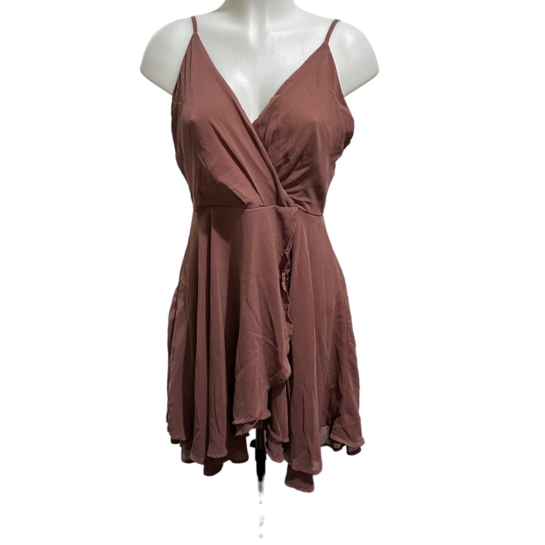 BRAND NEW WINDSOR rust sexy spaghetti dress overlap Women s