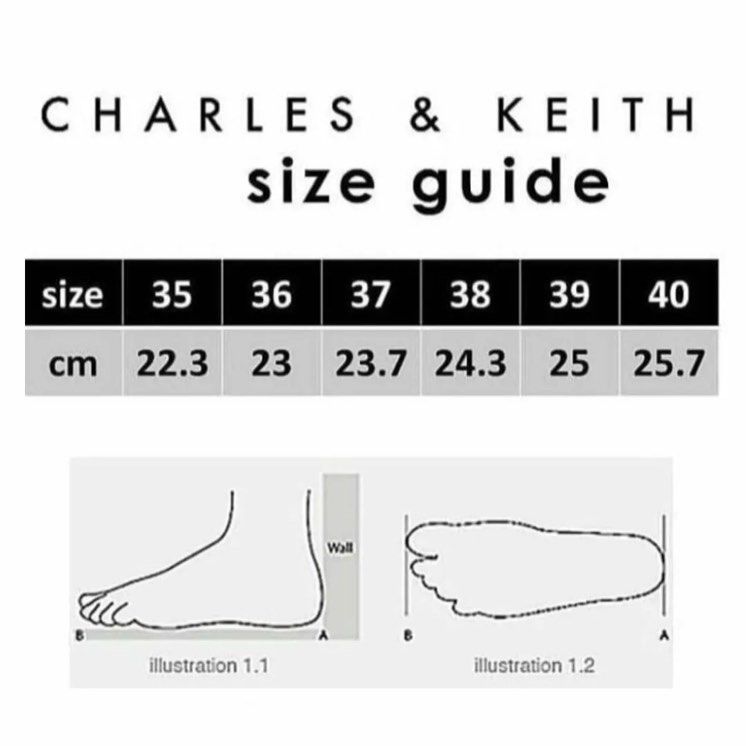 Size chart charles and keith shoes discount