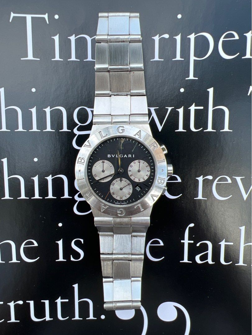 Bulgari Diagono Reverse Panda Bvlgari Rare Neo Vintage Chronograph