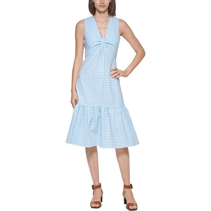 Calvin klein gingham midi dress new arrivals