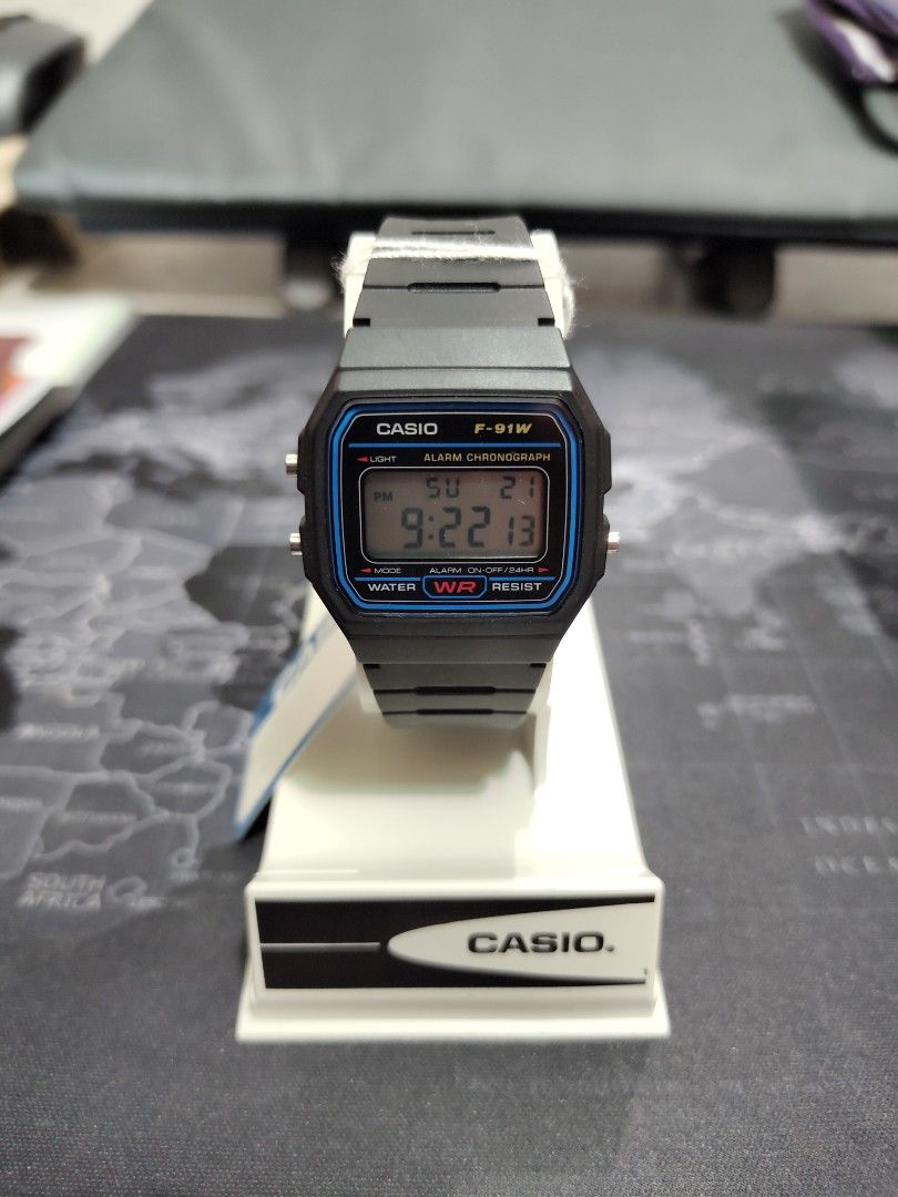 Casio General F 91W 1S Black Resin Band Watch Men s Fashion
