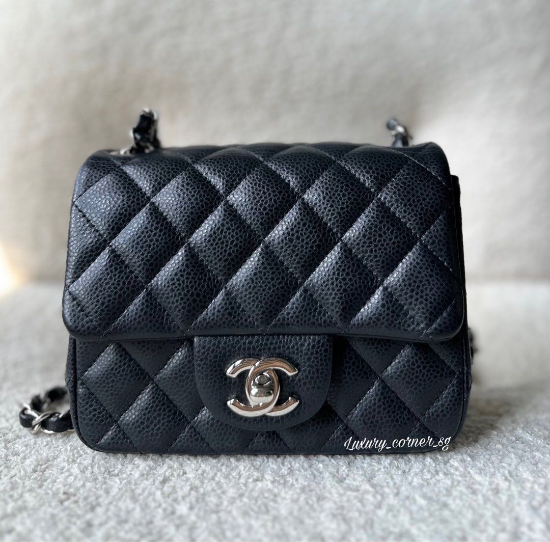 Chanel mini sales square black caviar