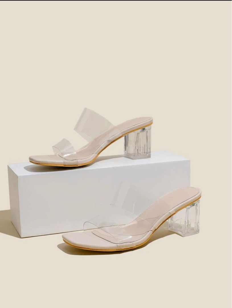 White heels clear strap outlet