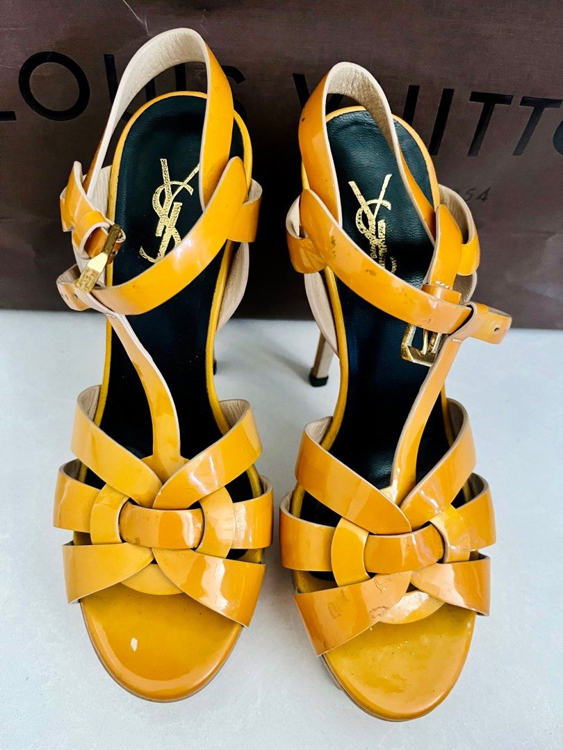 CNY SALE SAINT LAURENT TRIBUTE PLATFORM SANDALS IN DARK