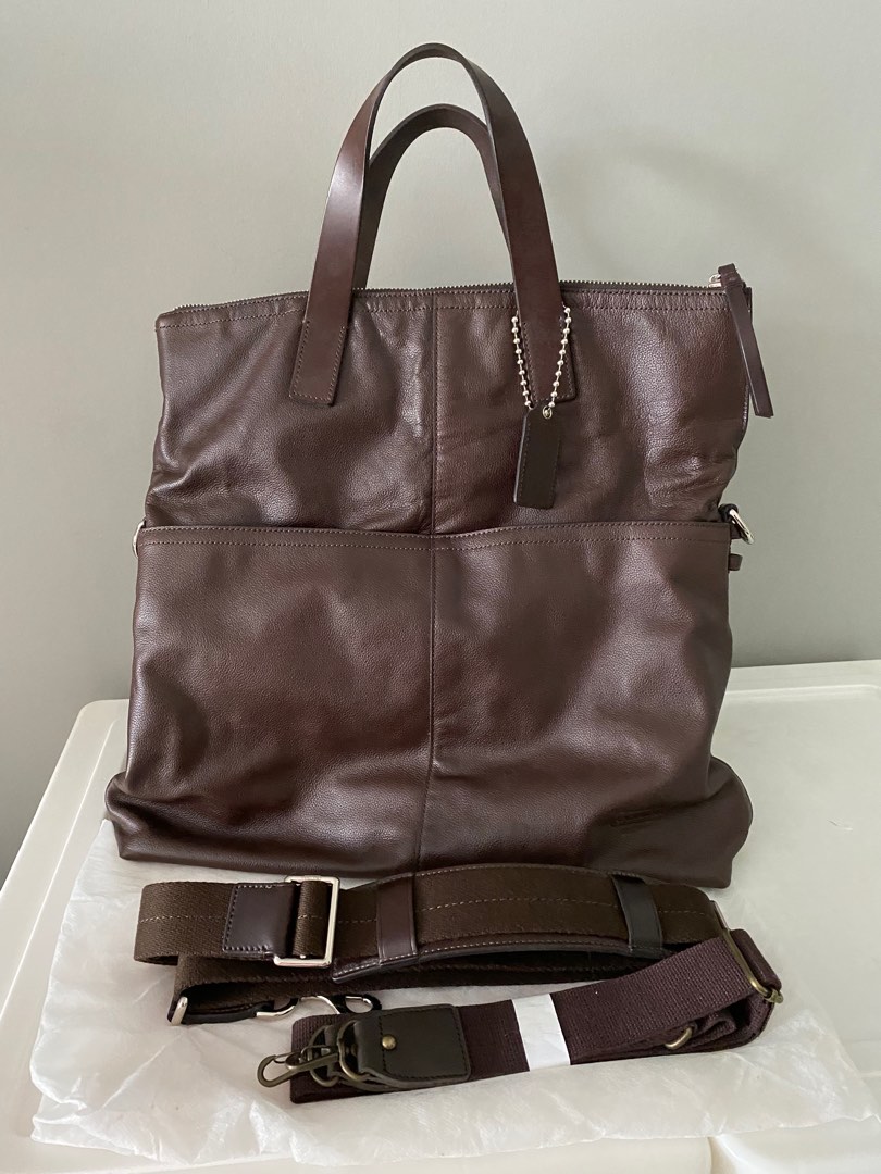 Dark brown leather coach purse cheap