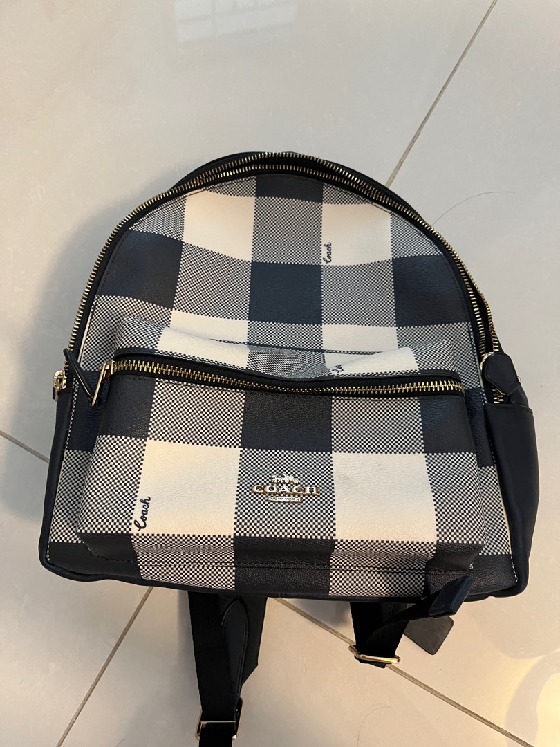 Coach checkered outlet backpack