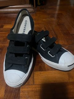 All black outlet velcro converse