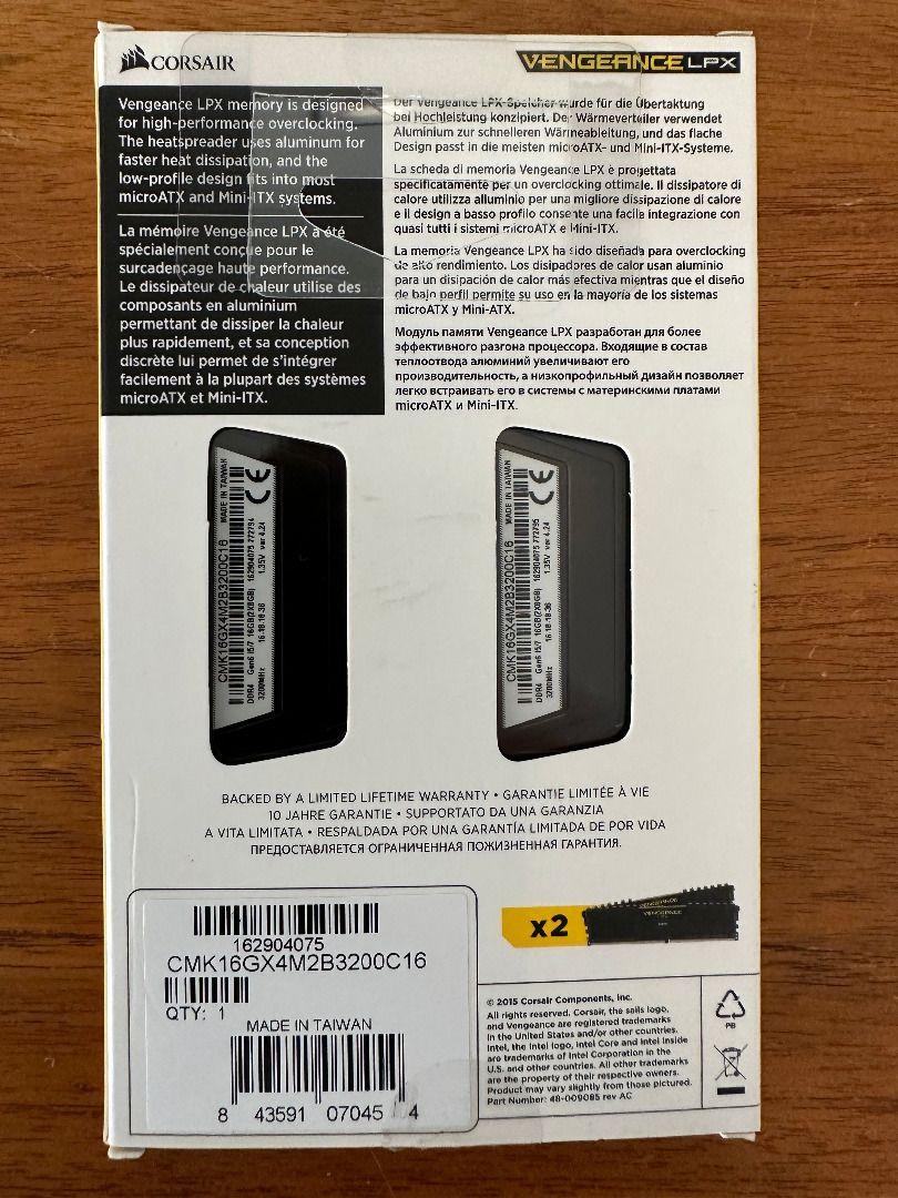 Corsair Vengeance LPX CMK16GX4M2B3200C16 16 GB 2 x 8GB DDR4 3200