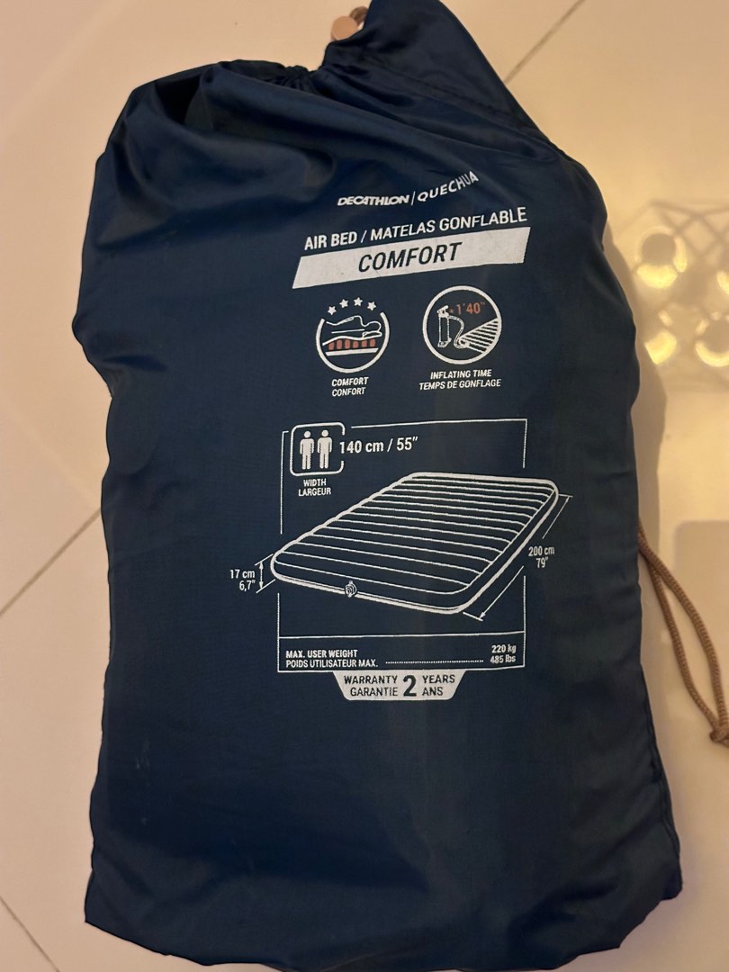 Decathlon Nature Hiking Inflatable Camping Mattress Air Comfort 140 Cm 2 People Compatibility Quechua Sports Equipment Hiking Camping on Carousell