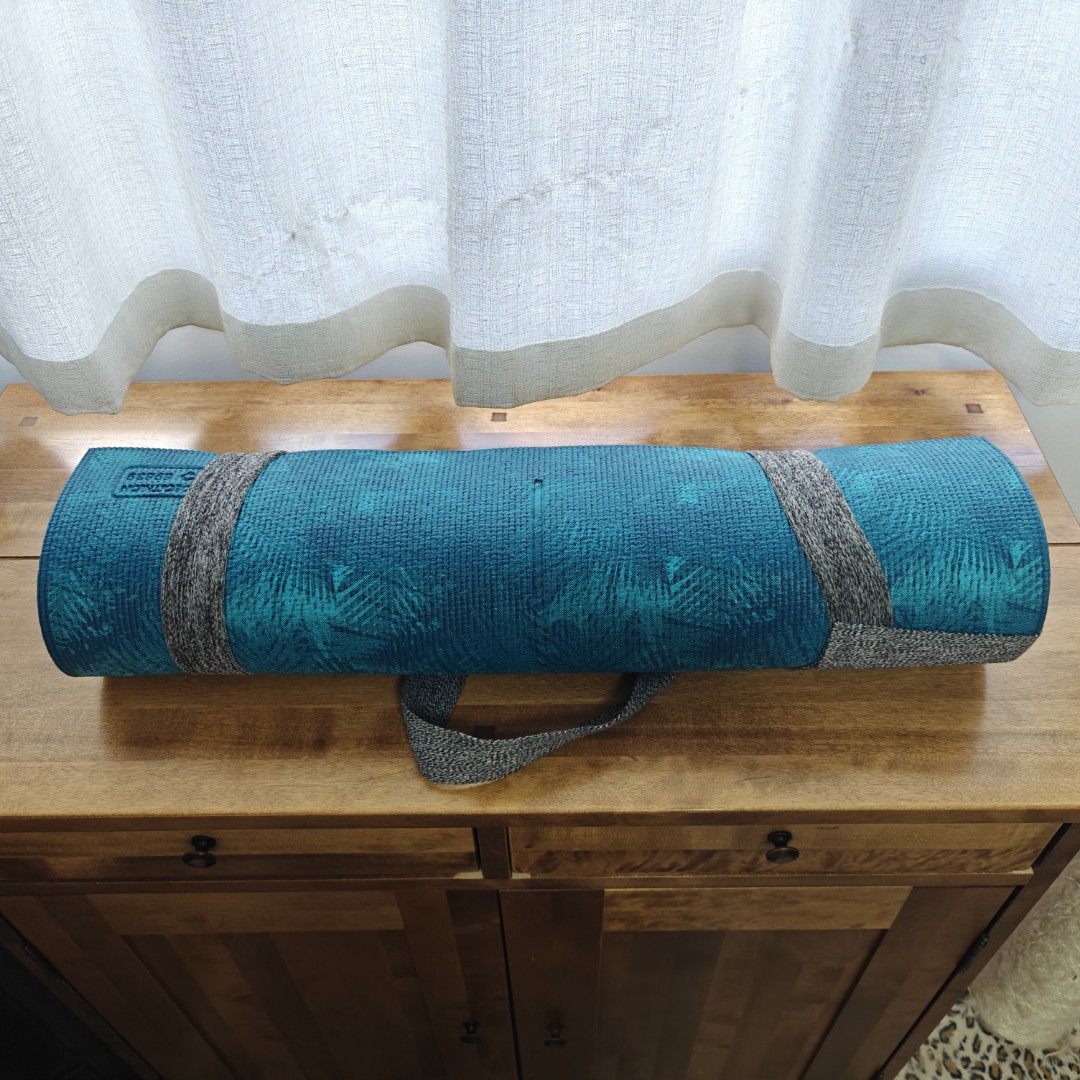 Yoga Mat, 8 mm thick, 173 x 61 cm, with Strap, Foam - Jungle Blue, For Soft  Yoga