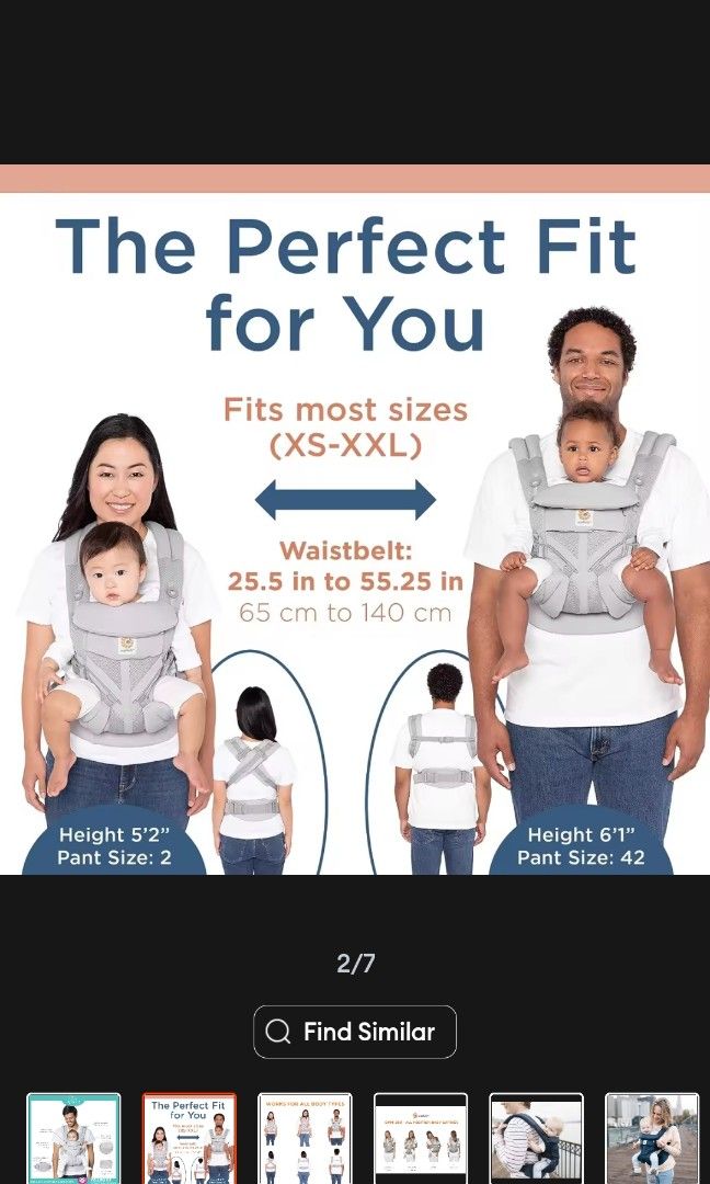 Ergo baby carrier store size chart