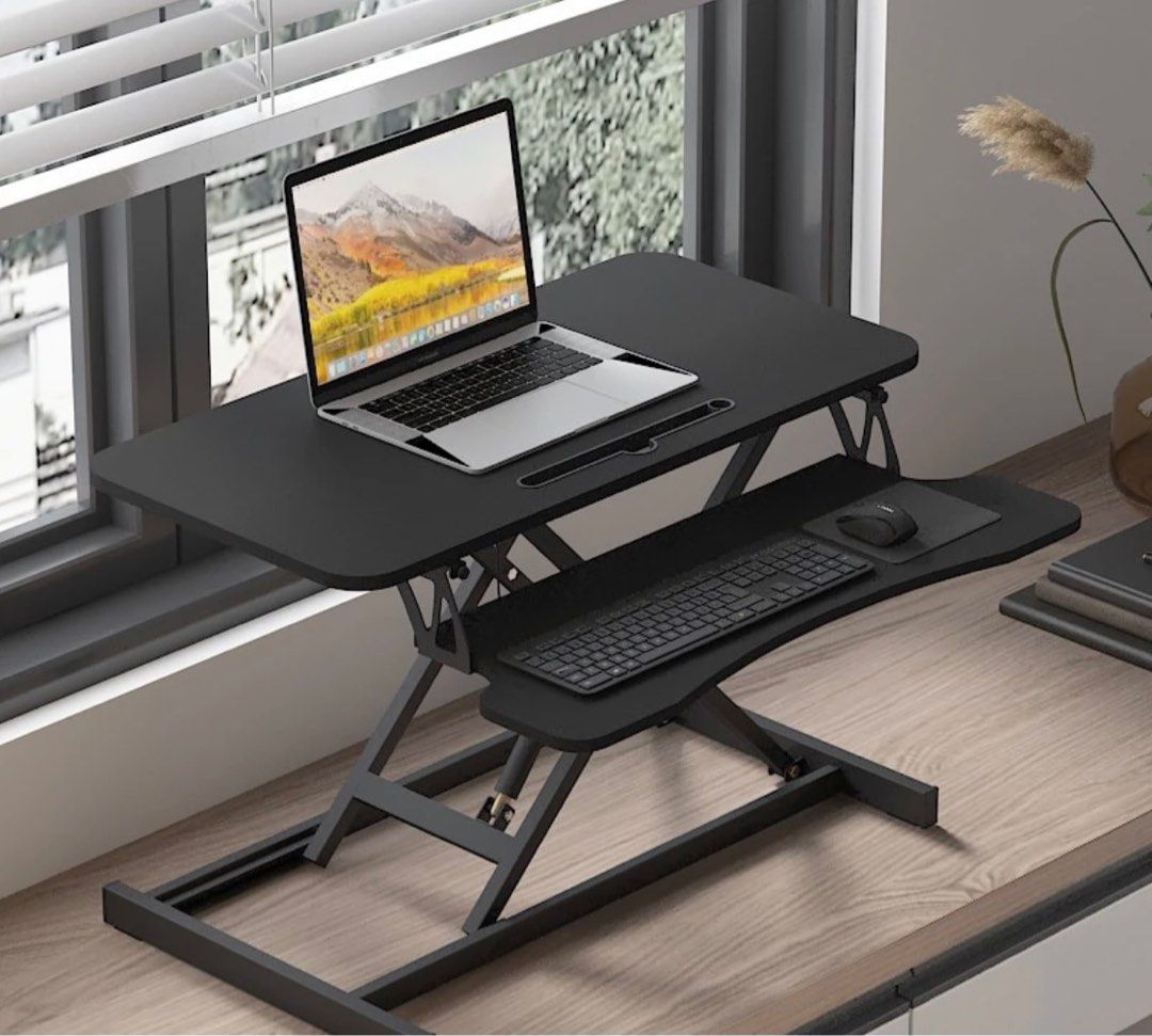 Computer Lever Desk Ergonomic Standing Desk Converter Laptop Sit Height Adjustable Keyboard ...