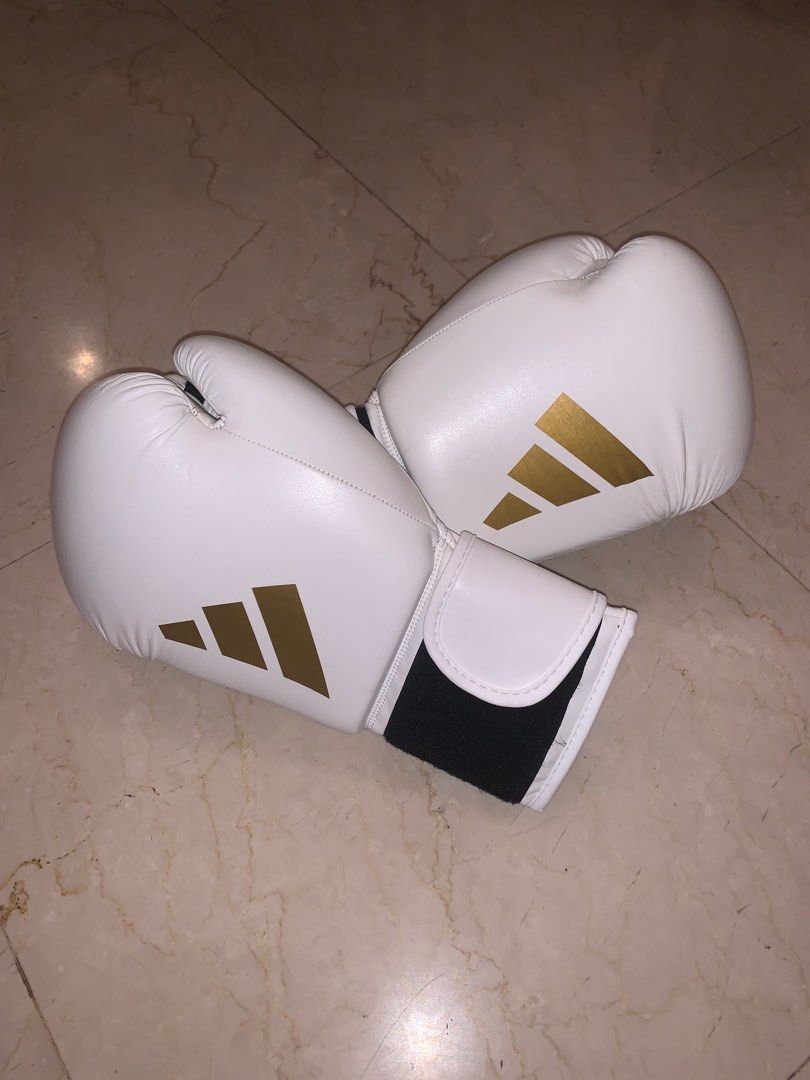 White and gold adidas boxing gloves store