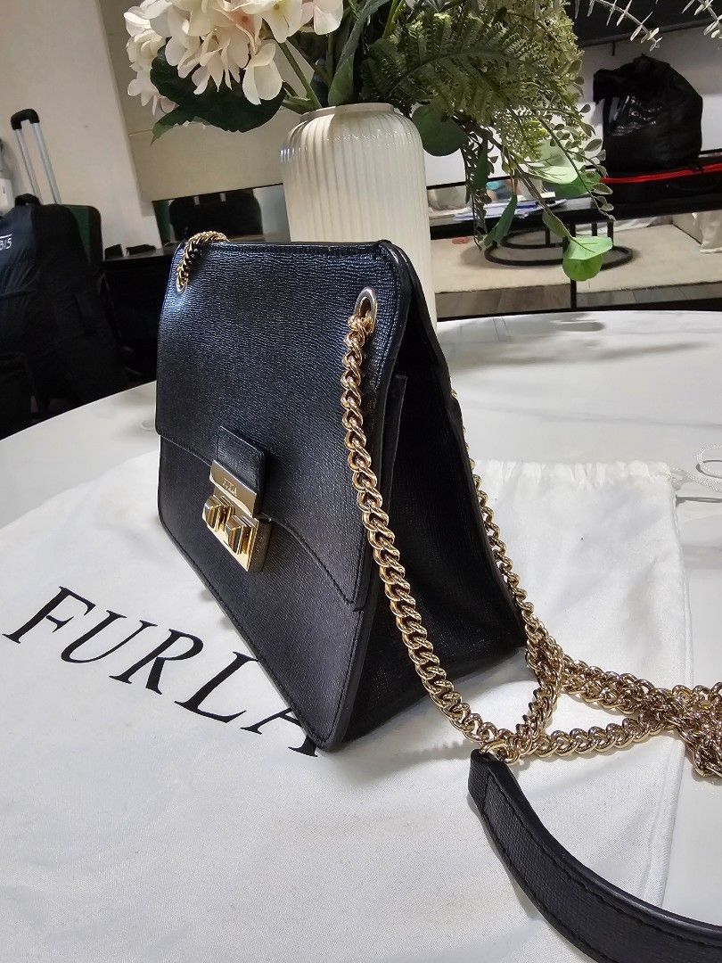 Furla Metropolis Bag Black sling bag Chain sling bag Women s