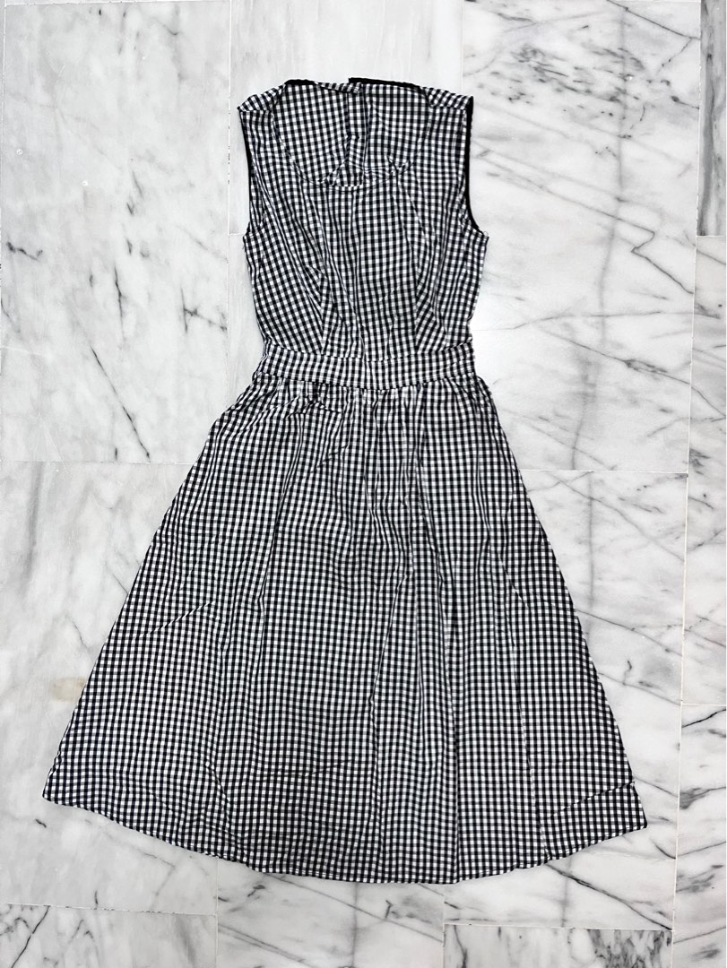 Gingham Midi Dress Women s Fashion Dresses Sets Dresses on
