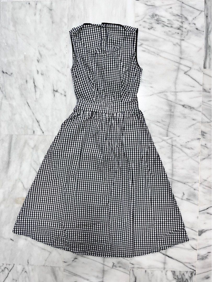 Gingham Midi Dress Women s Fashion Dresses Sets Dresses on