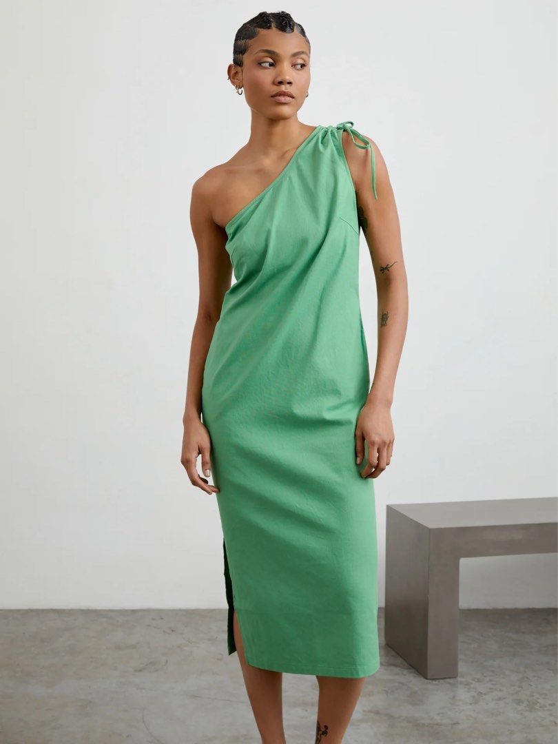 Linen one deals shoulder dress