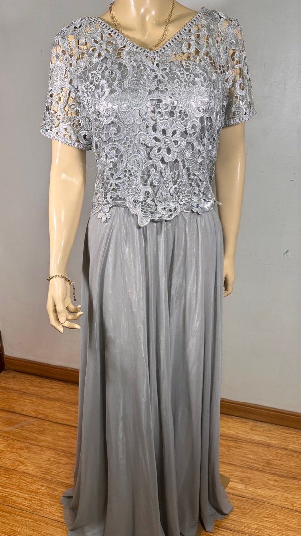 Gray Lace Gown Plus size