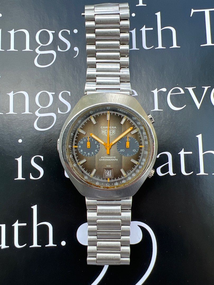 Heuer Carrera Calibre 12 Tiger Eye Dial Vintage 110.573 with Heuer Bracelet Pre Tag Heuer