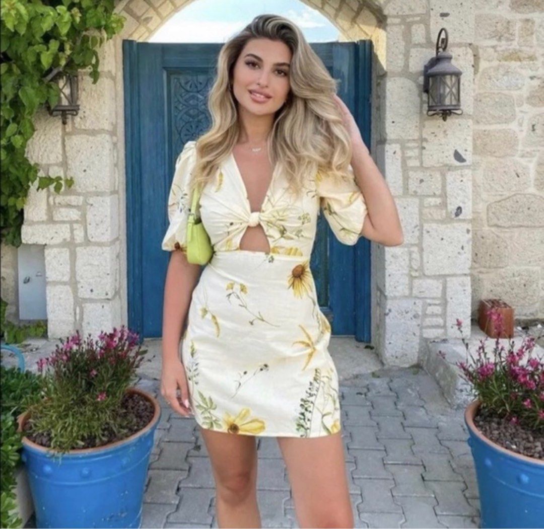 H M Linen Blend Dress Colorful Wildflower Collection New Knot