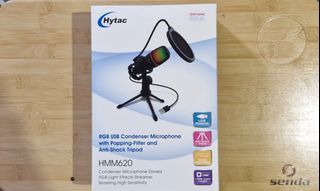 Hytac RGB USB Condenser Microphone with Popping-Filter and Anti-Shock Tripod with Rixton Boom Stand and Pop Filter