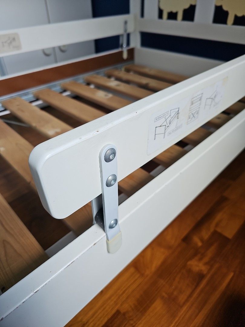IKEA Kritter Single Bed Frame with Extra Guardrail and Mattress, Babies