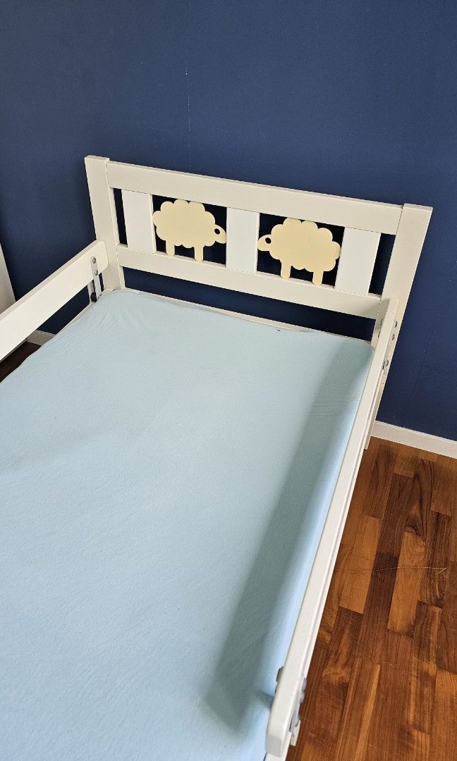 IKEA Kritter Single Bed Frame with Extra Guardrail and Mattress, Babies