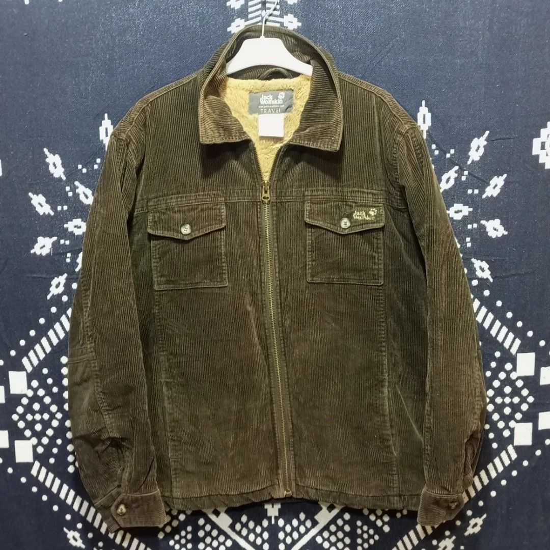 Jaket corduroy JACK WOLFSKIN seri travel sz XL lapis sherpa