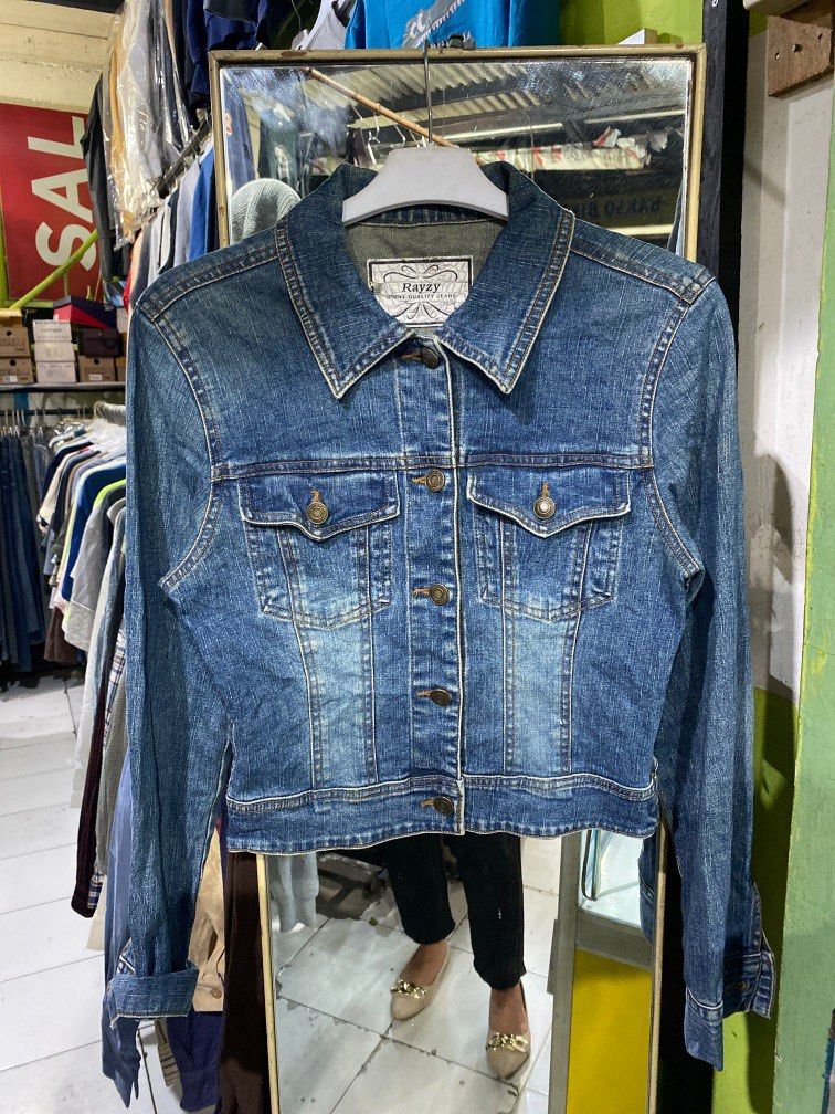 Jaket Jeans crop Fesyen Wanita Pakaian Wanita Baju Luaran di