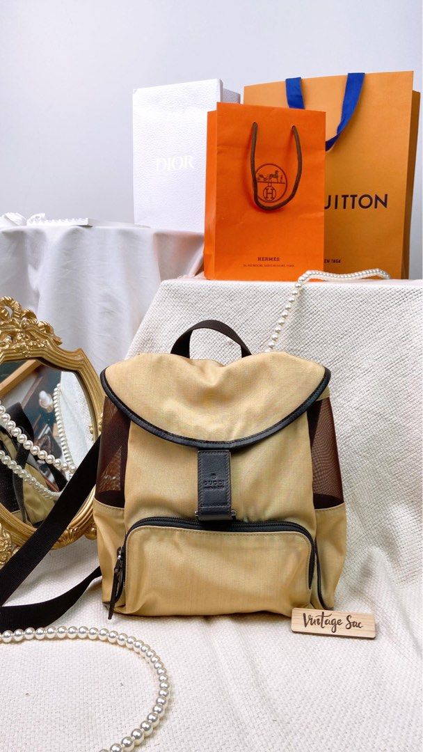 JZC8358 Khaki Nylon Mesh Mini Backpack