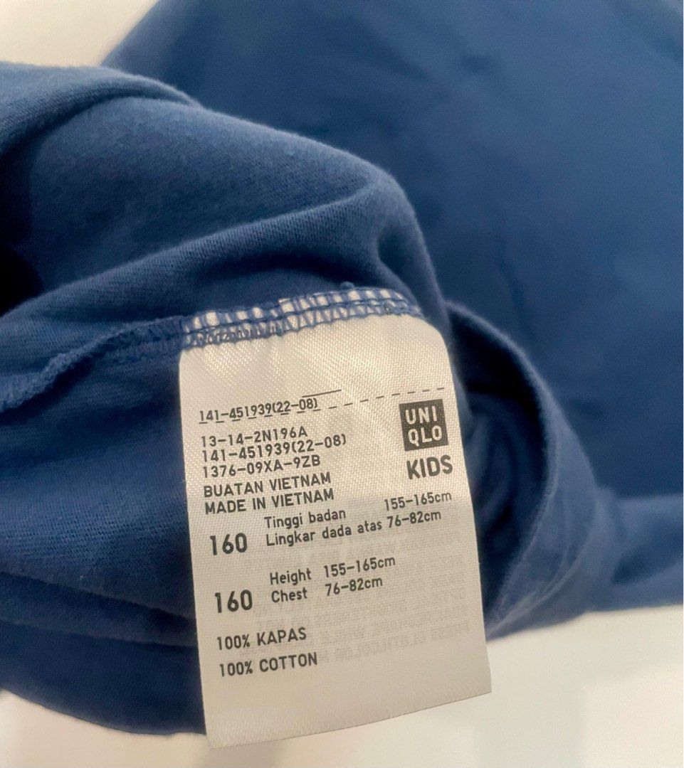Kaos Biru Uniqlo Kids Ukuran 140