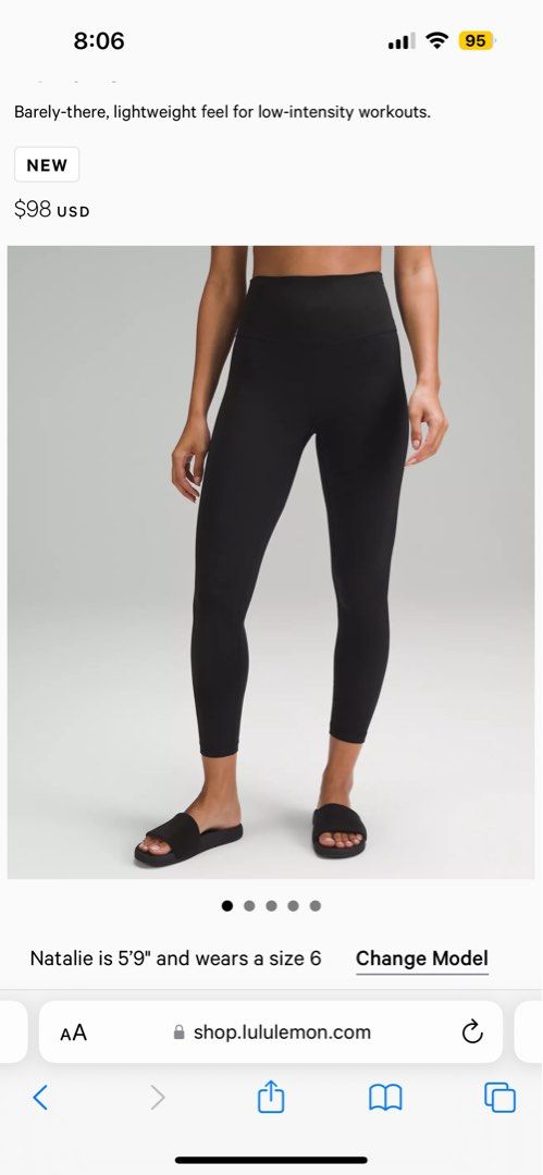 BNWT Lululemon 25” black align tights / leggings size 4, Women's
