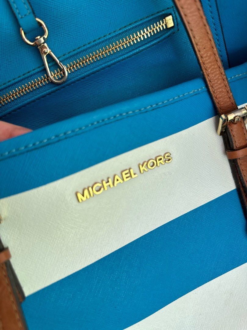 Michael kors bag blue and white stripes online