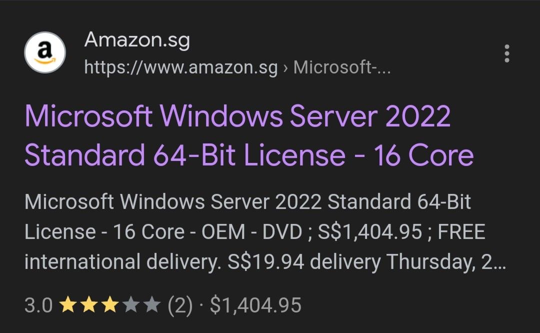 Microsoft windows server (standard) 2022 64Bit 16 Core., Computers ...