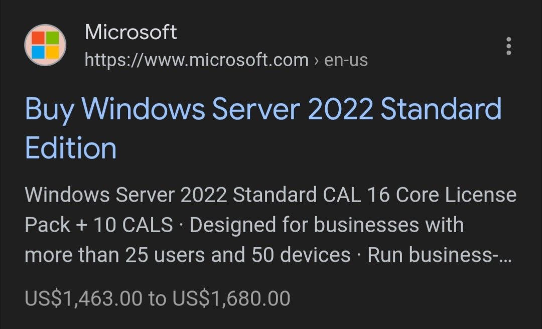 Microsoft windows server (standard) 2022 64Bit 16 Core., Computers ...