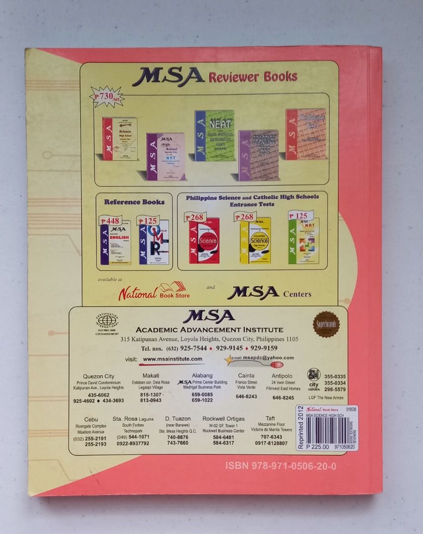 MSA Science High School Entrance Exam Reviewer for Elementary Students ...