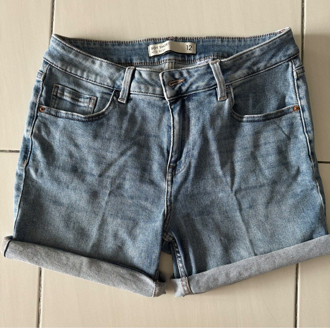 Womens denim boy shorts clearance