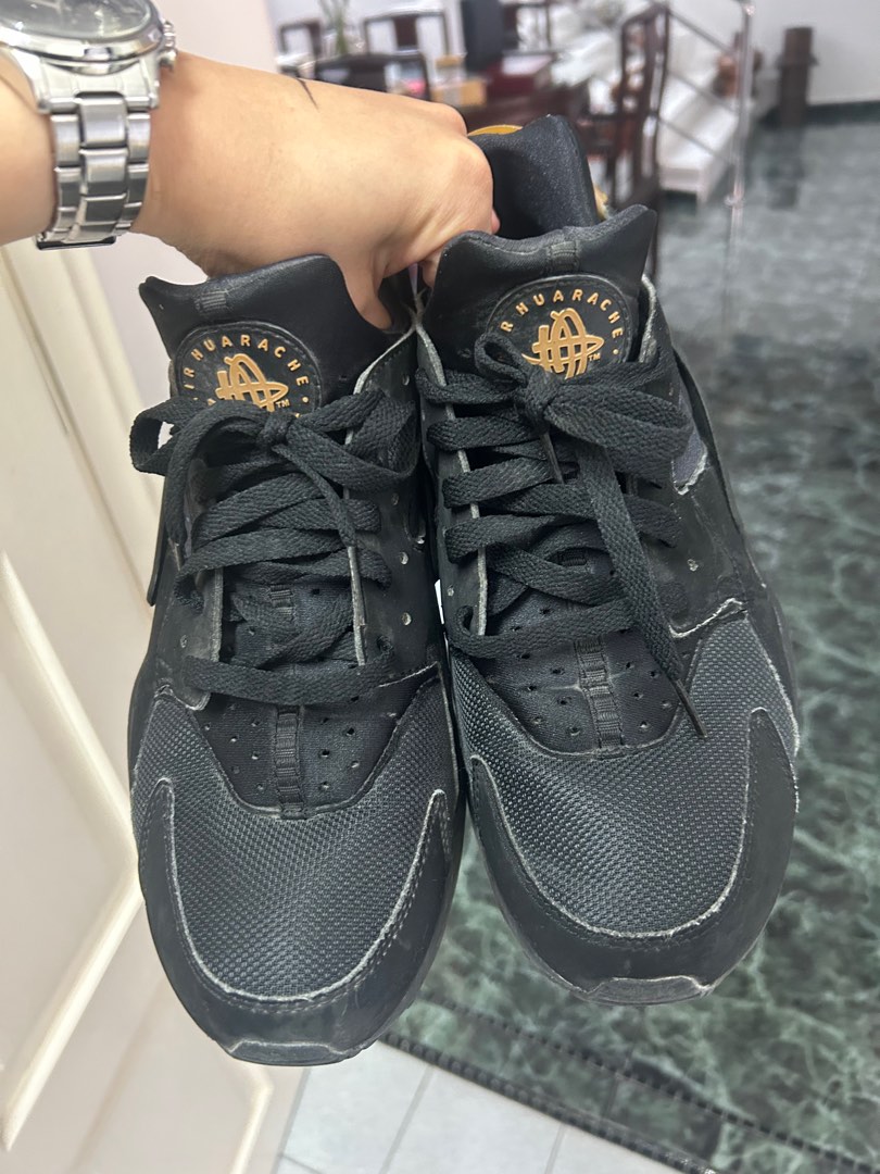 Nike Air Huarache Black Gold Men s Fashion Footwear Sneakers on