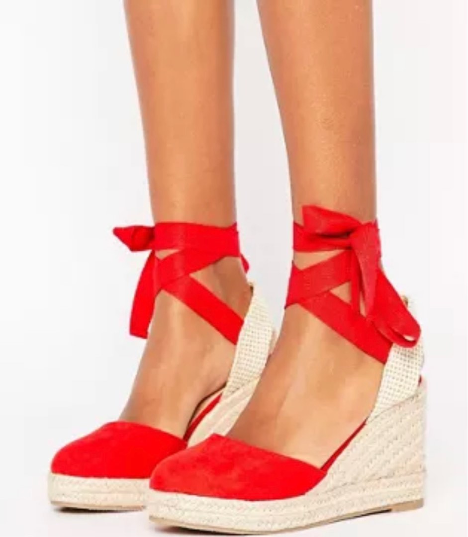 Red lace up hotsell wedges