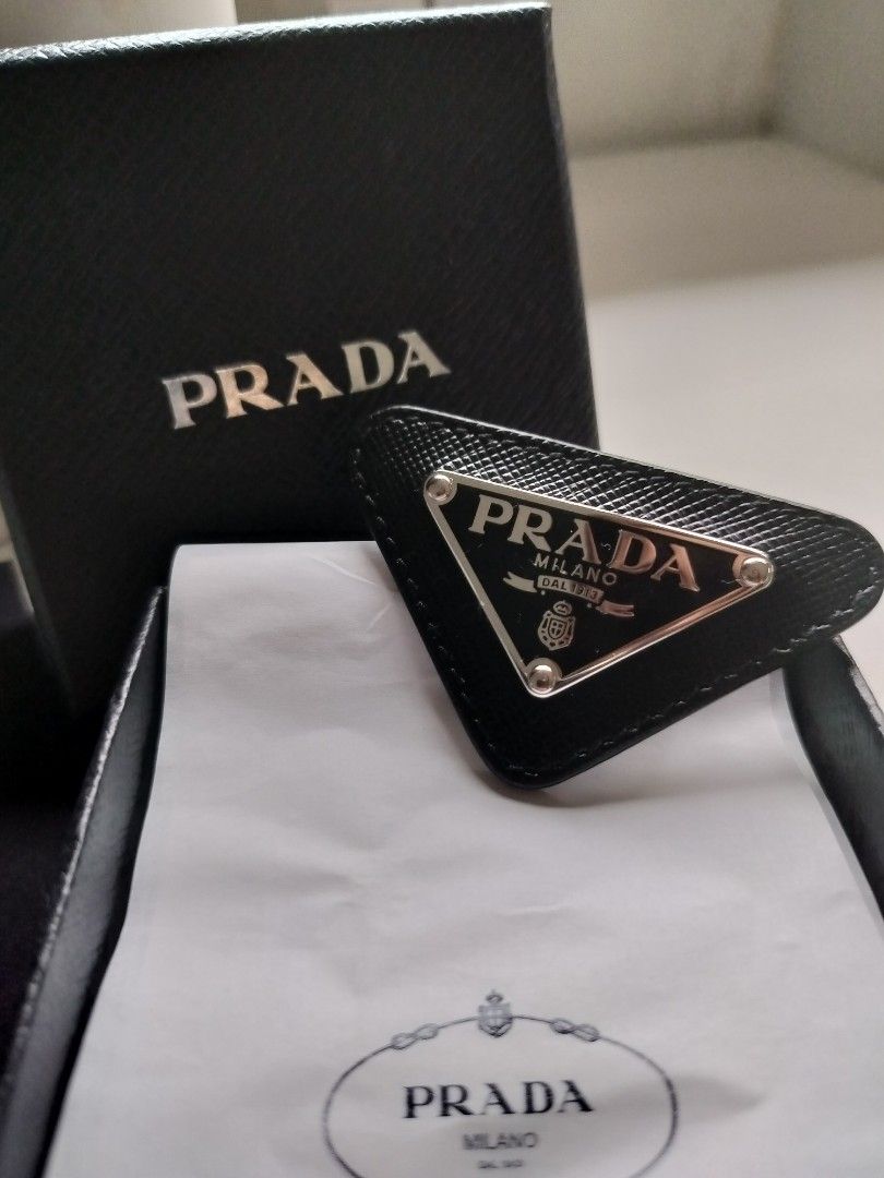 Prada online logo brooch