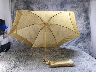 Private Label Polka Dot Beige Foldable Umbrella